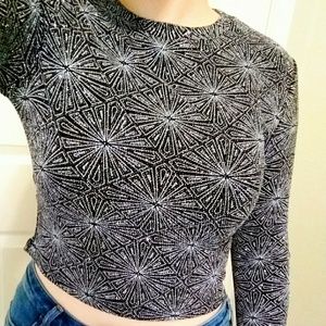H&M Glittery black long sleeve crop top